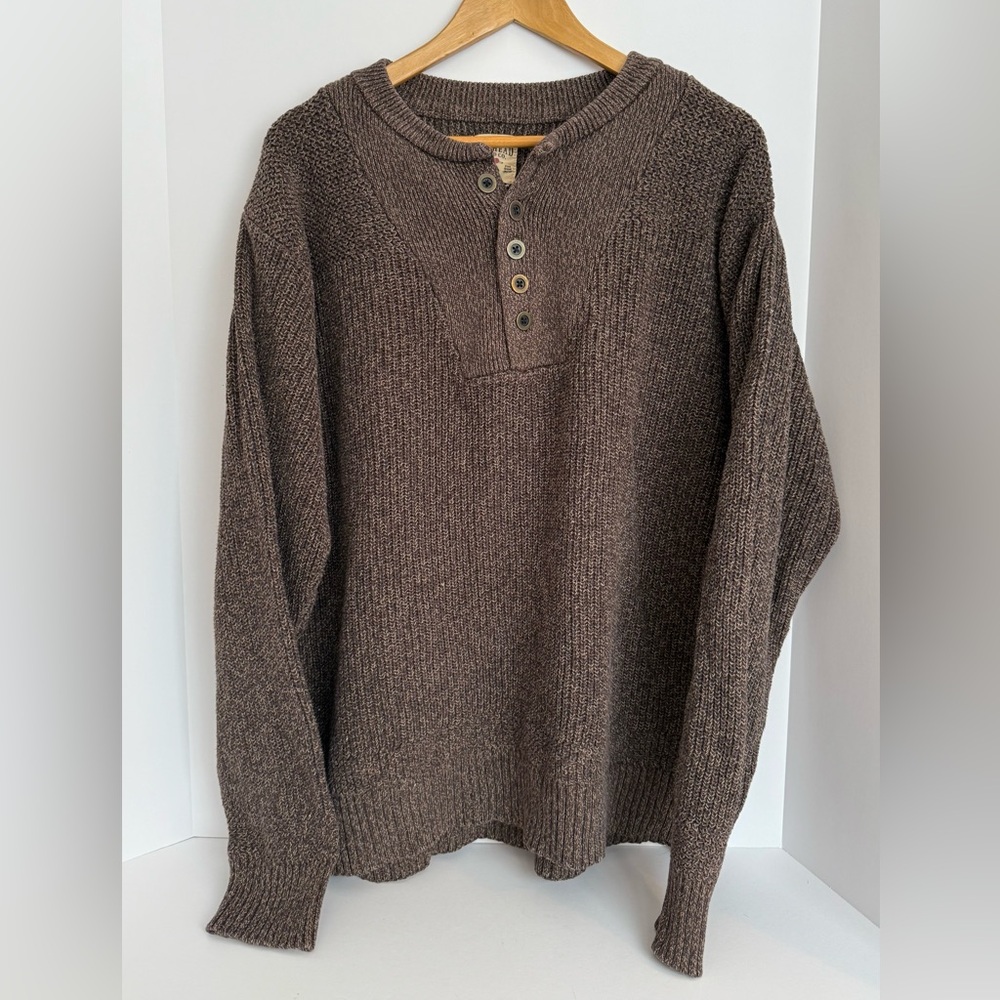 RedHead Men’s Vintage Henley Sweater - Brown Heather - Size XXL